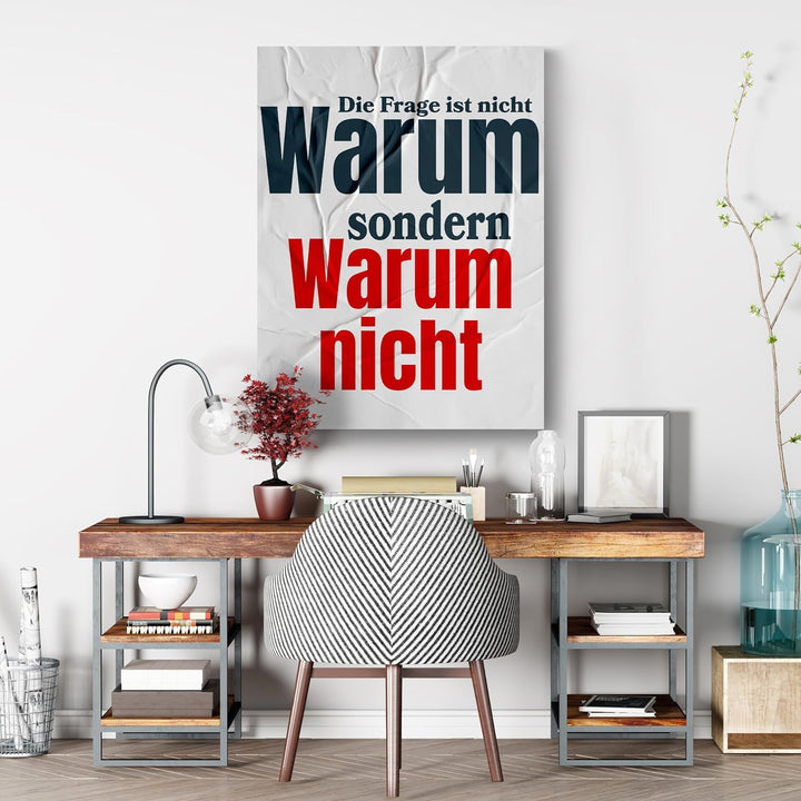 wandmotiv24 Leinwandbild Motivation, 40x30cm, Hochformat, Warum Nicht, Deko, Bilder auf Leinwand, Wa