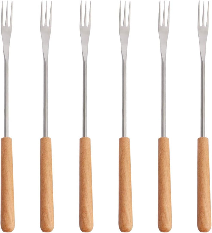 YARNOW 6 Stück Käsefondue-Gabeln Grillspiessgabeln mit Hitzebeständigem Holzgriff für Schokoladenkäs