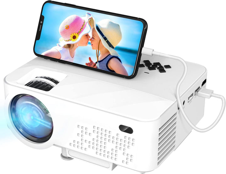 HOPVISION Mini Beamer - 7500 Lumen, 1080p Full HD, LCD, Heimkino/Outdoor, USB & HDMI, Tragbar, 240"
