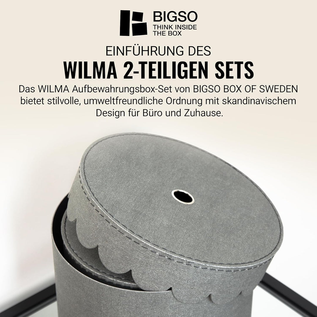 BIGSO WILMA 2er-Set runde Aufbewahrungsbox mit Deckel – Ordnungsbox mit Deckel für Kleidung, Spielze