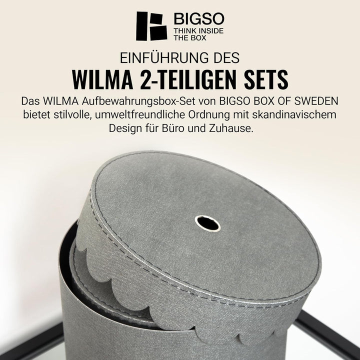 BIGSO WILMA 2er-Set runde Aufbewahrungsbox mit Deckel – Ordnungsbox mit Deckel für Kleidung, Spielze