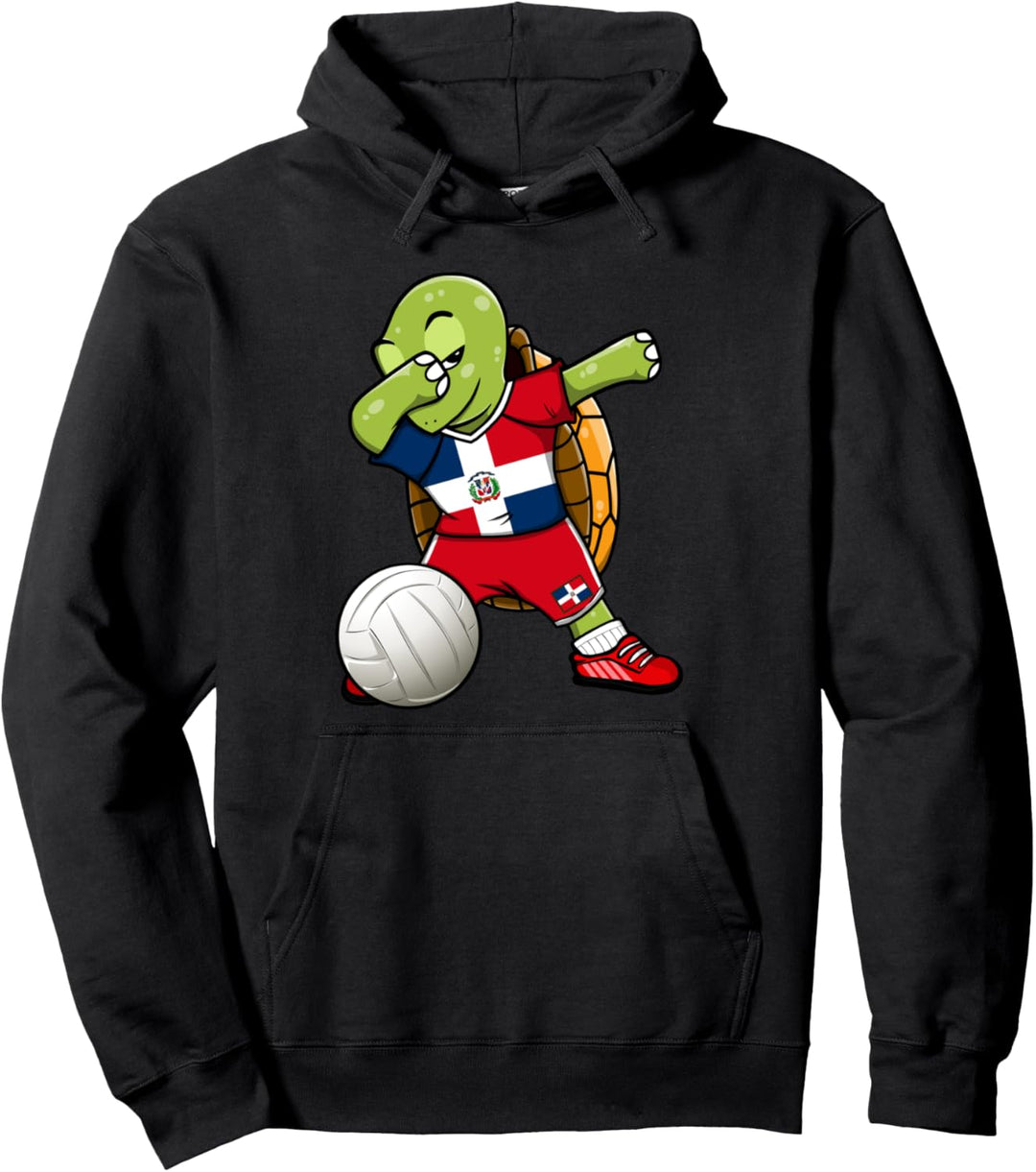 Dabbing Turtle Dominikanische Republik Volleyball Fan Trikot Flagge Pullover Hoodie