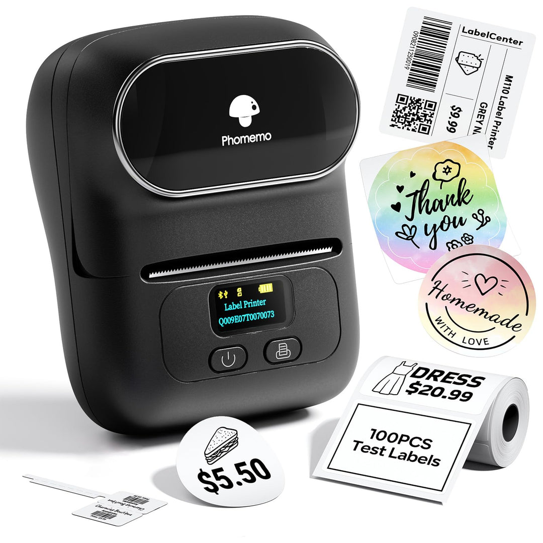 Phomemo M110 Etikettendrucker Thermo Etikettendrucker Mini Bluetooth Handheld-Drucker mit für Kleidu