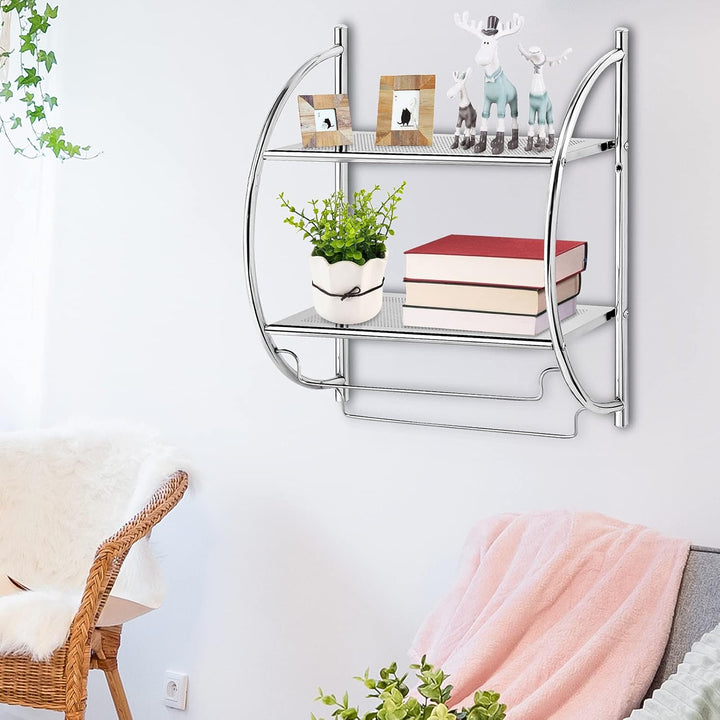 RELAX4LIFE Badregal Rostfrei, platzsparendes Duschregal mit 2 Ebenen & 2 Handtuchhalter, Handtuchstä