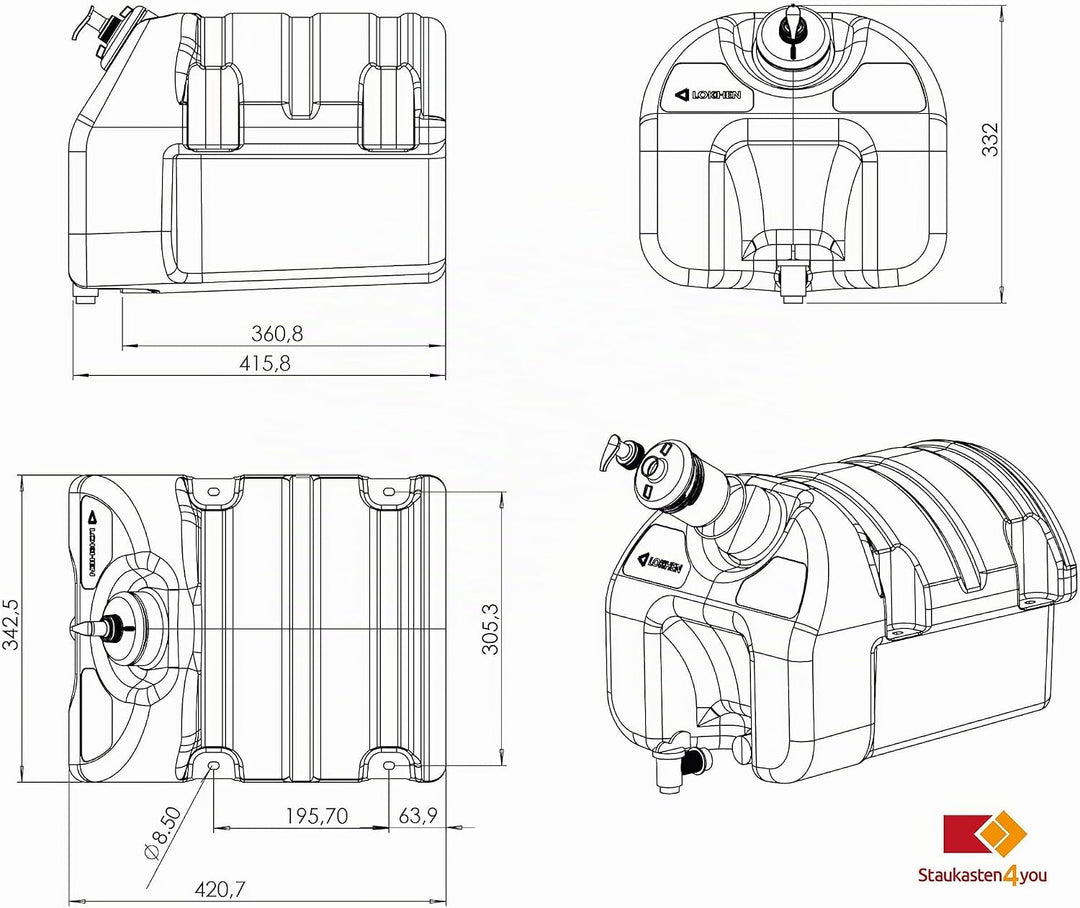 Waschwassertank 30 Liter mit Seifenspender, Wassertank mit