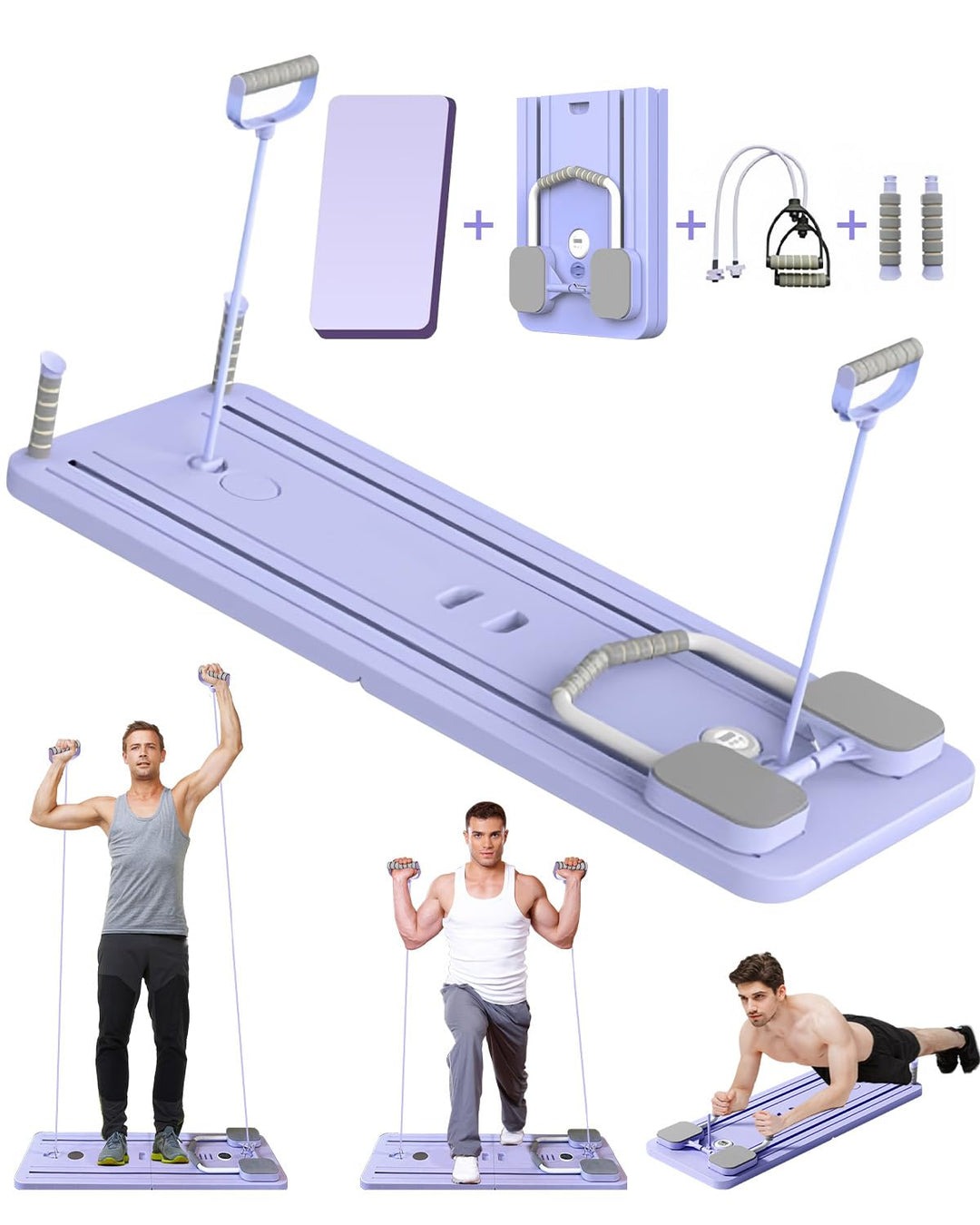 Giabuao Faltbares Multifunktions-Pilates- und Bauchmuskeltrainingsgerät mit Bauch-Roller,Pilates Boa