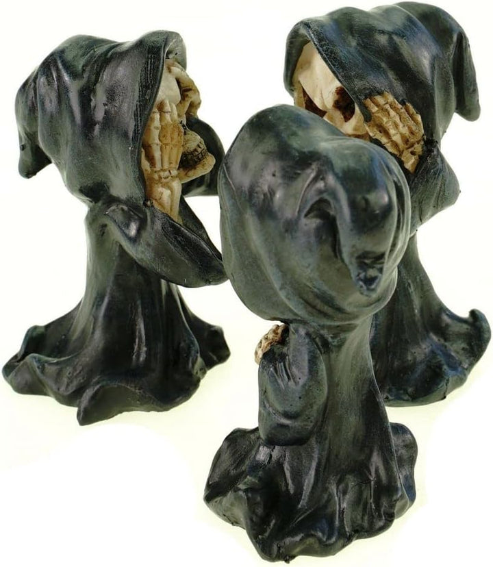 VOGLER Joh. Vogler GmbH 3er Set weise lustige Grim Reaper 9 cm Gothic Figur Totenschädel Totenkopf