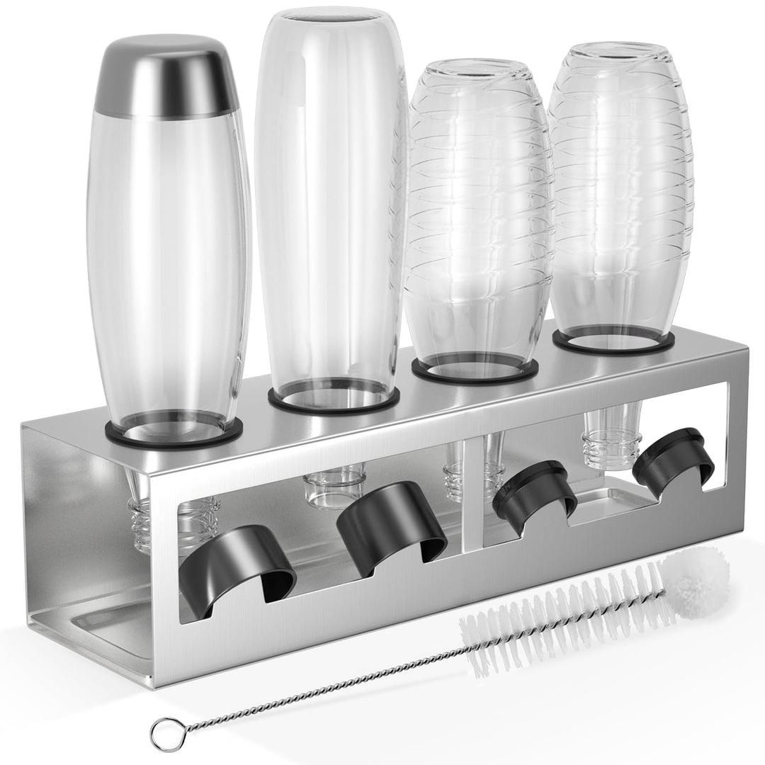 HOMMAND Flaschenhalter für SodaStream Crystal und Emil Flaschen, Edelstahl Flaschenhalter Abtropfges