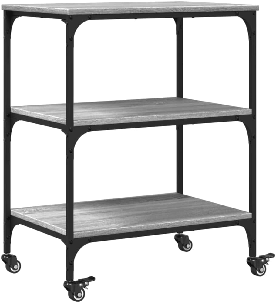 vidaXL Küchenwagen, Servierwagen mit viel Stauraum, Rollwagen Trolley für Küche Bar, Gemüsewagen Meh