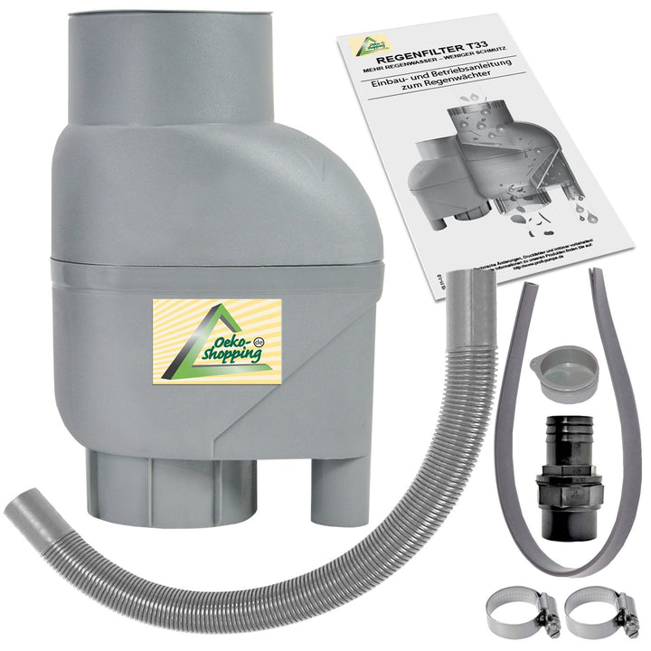 Fallrohrfilter Regensammler braun/grau - Der Regenwasser-Filter für Regentonnen mit bis zu 95% Wirku