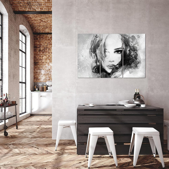 Runa Art Wandbilder Frau Abstrakt Bild XXL Wohnzimmer Schlafzimmer Schwarz Weiss Gemälde 120 x 80 cm