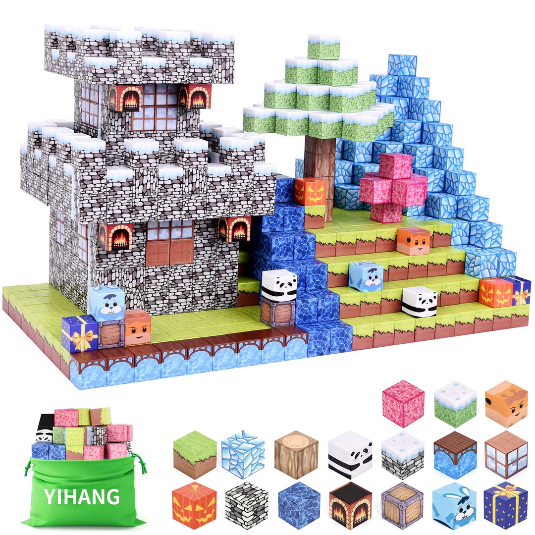 100Pcs Magnetische Bauklötze für Kinder, Build Magnet Ice Castle World Set, Magnet Spielzeug Geburts