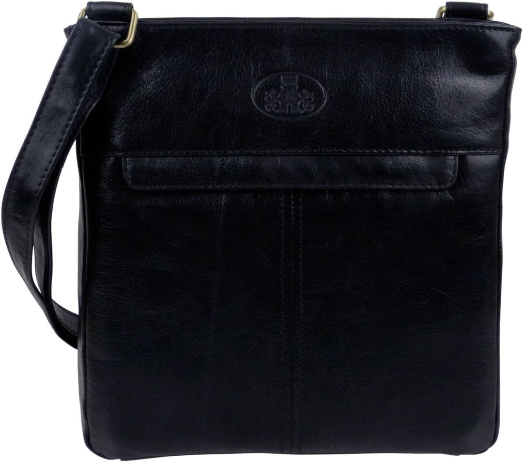Rowallan Of Scotland Unisex-Umhängetasche aus der Supatra-Reihe, Leder Schwarz, Schwarz