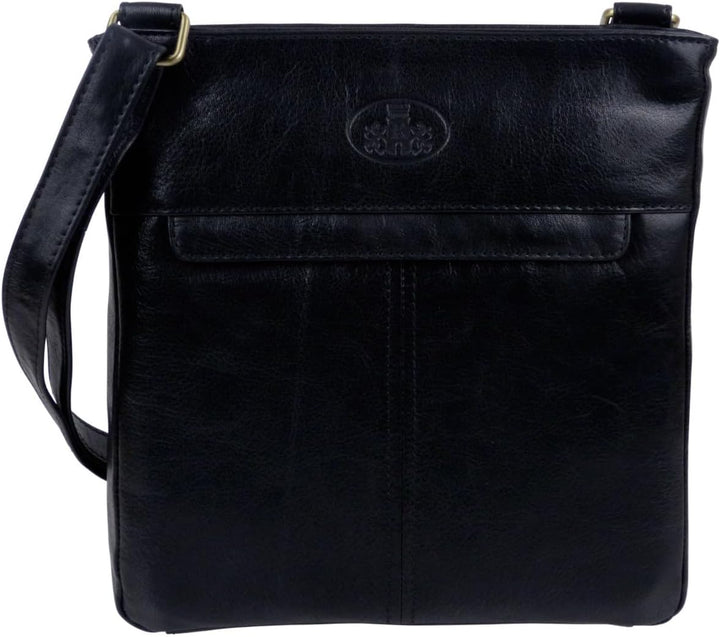 Rowallan Of Scotland Unisex-Umhängetasche aus der Supatra-Reihe, Leder Schwarz, Schwarz