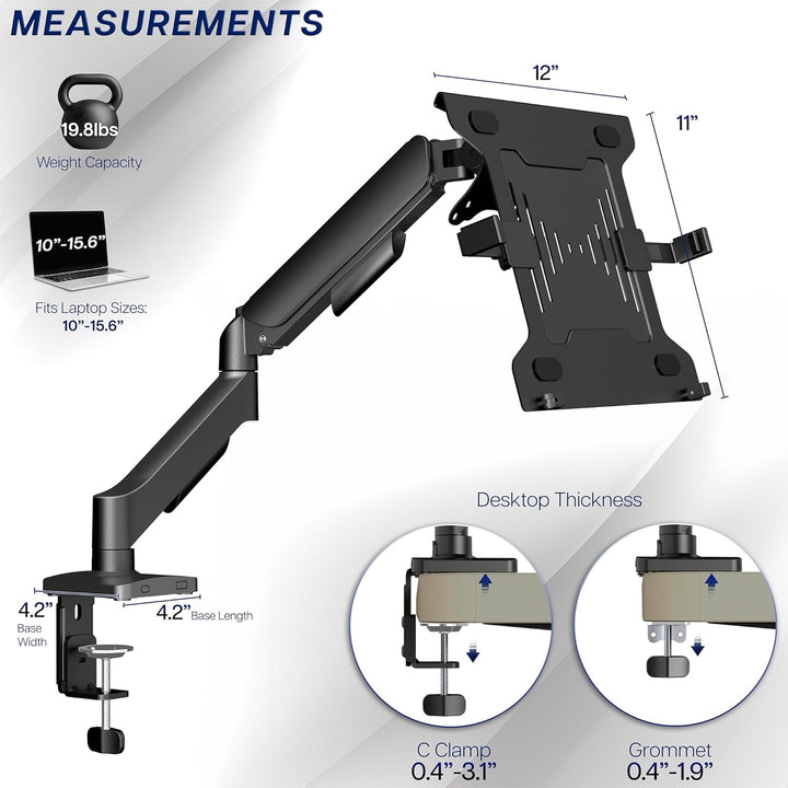 VIVO Laptop Halterung 10-15,6", Schwarz, STAND-V001O-L | VESA Tisch-Halter