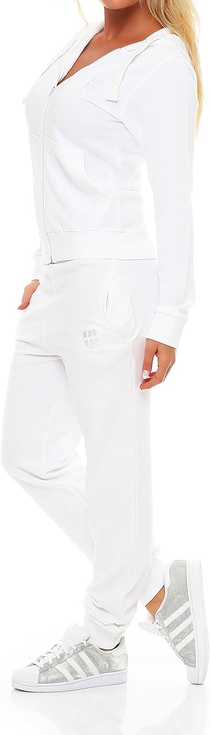 Gennadi Hoppe Damen Jogginganzug Trainingsanzug Sportanzug XL weiss (white), XL weiss (white)