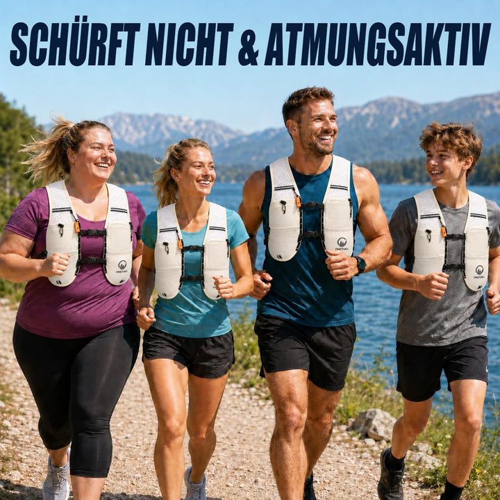 Laufweste Damen mit 500ml Trinkflasche/2L Trinkblase, Leichter Trinkrucksack Laufen Herren 6L, Runin
