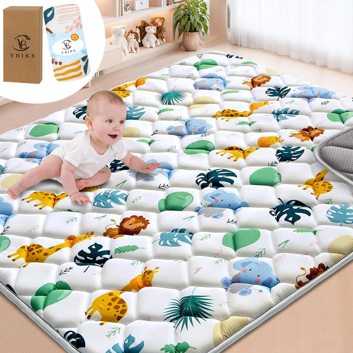 YBIKE Baby Spielmatte, Faltbare Grosse rutschfeste Dicke Baby-Krabbelmatte, Tragbare Weiche wasserdi
