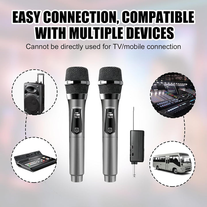 Kabelloses Mikrofon, Wiederaufladbares Funkmikrofon, Dual-Handmikrofon mit USB-C, Mikrofon Kabellos,