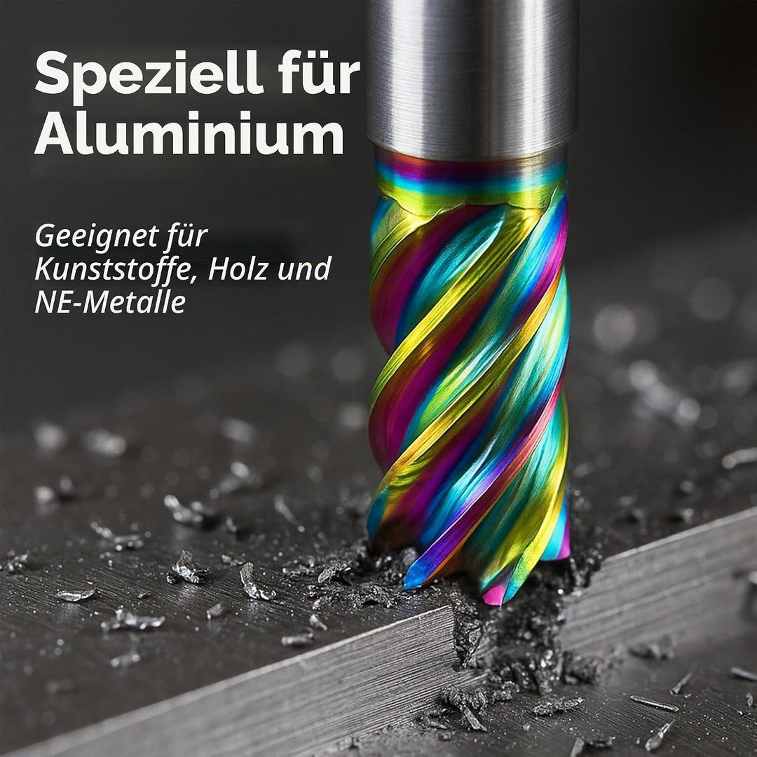 TJR 3-Schneider Fräser Set (6/8/10/12mm) mit DLC Beschichtung für Aluminium &amp; NE-Metalle – CNC Hartm