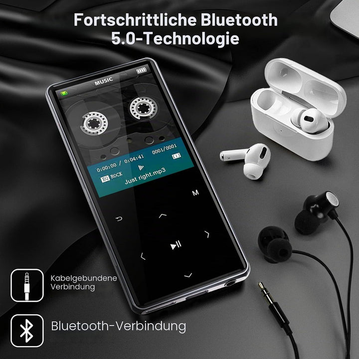 HIFI WALKER M7-128GB MP3 Player mit Bluetooth 5.0, 2,4 Zoll Touchscreen-Musikplayer mit Lautsprecher
