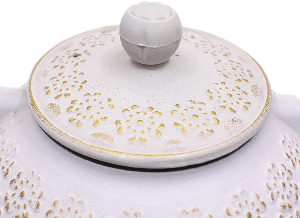 Webao Teekanne aus Gusseisen mit Teesieb, japanischer Teekessel 800 ml, für 4 Tassen, Weiss 800ml Sa