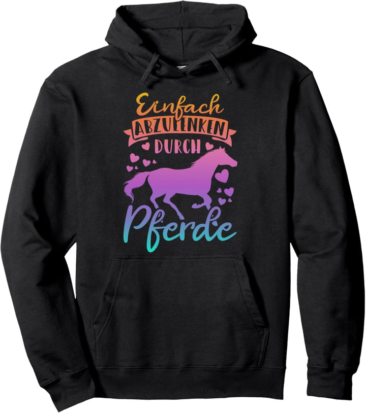 Damen Reiter Mädchen Sprüche Einfach Abzulenken Durch Pferde Pullover Hoodie