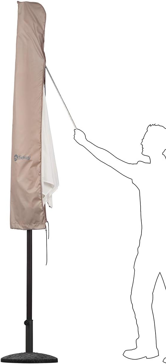 Sekey Schutzhülle für Ø 300 cm Sonnenschirm, Abdeckhauben für Sonnenschirm,100% Polyester, Taupe Tau