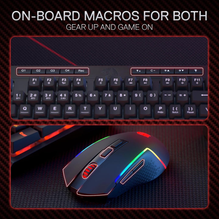 Redragon BS142 Kabellose Gaming-Tastatur- und -Maus-Kombination - K515 PRO RGB-Membrantastatur und M