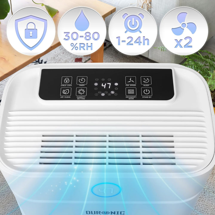 Duronic DH201 Luftentfeuchter, elektrischer Entfeuchter für 25 m² Räume, leiser Raumentfeuchter mit