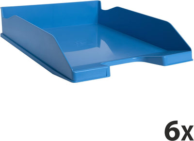 Exacompta 113283D 6er Pack Briefablage BeeBlue aus Recycling-Kunststoff DIN A4. Ideale Briefkörbe fü