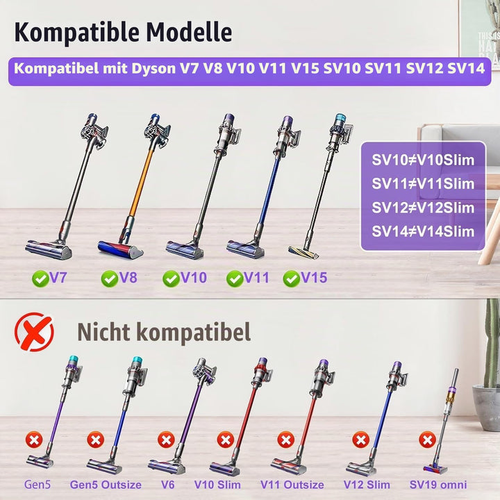 Staubsauger Ersatzteile Kompatibel für Dyson V7 V8 V10 V11 V15 SV10 SV11 SV12 SV14, Elektrische Bürs