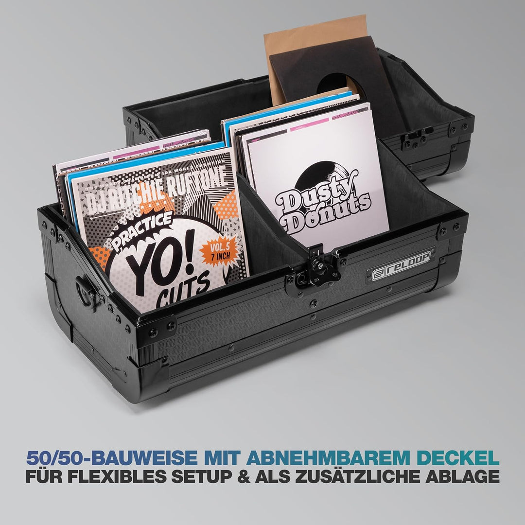 Reloop 7'' Record Case 150 Black - Robuste Konstruktion mit kratzfester Hexa-Oberfläche in mattem Sc
