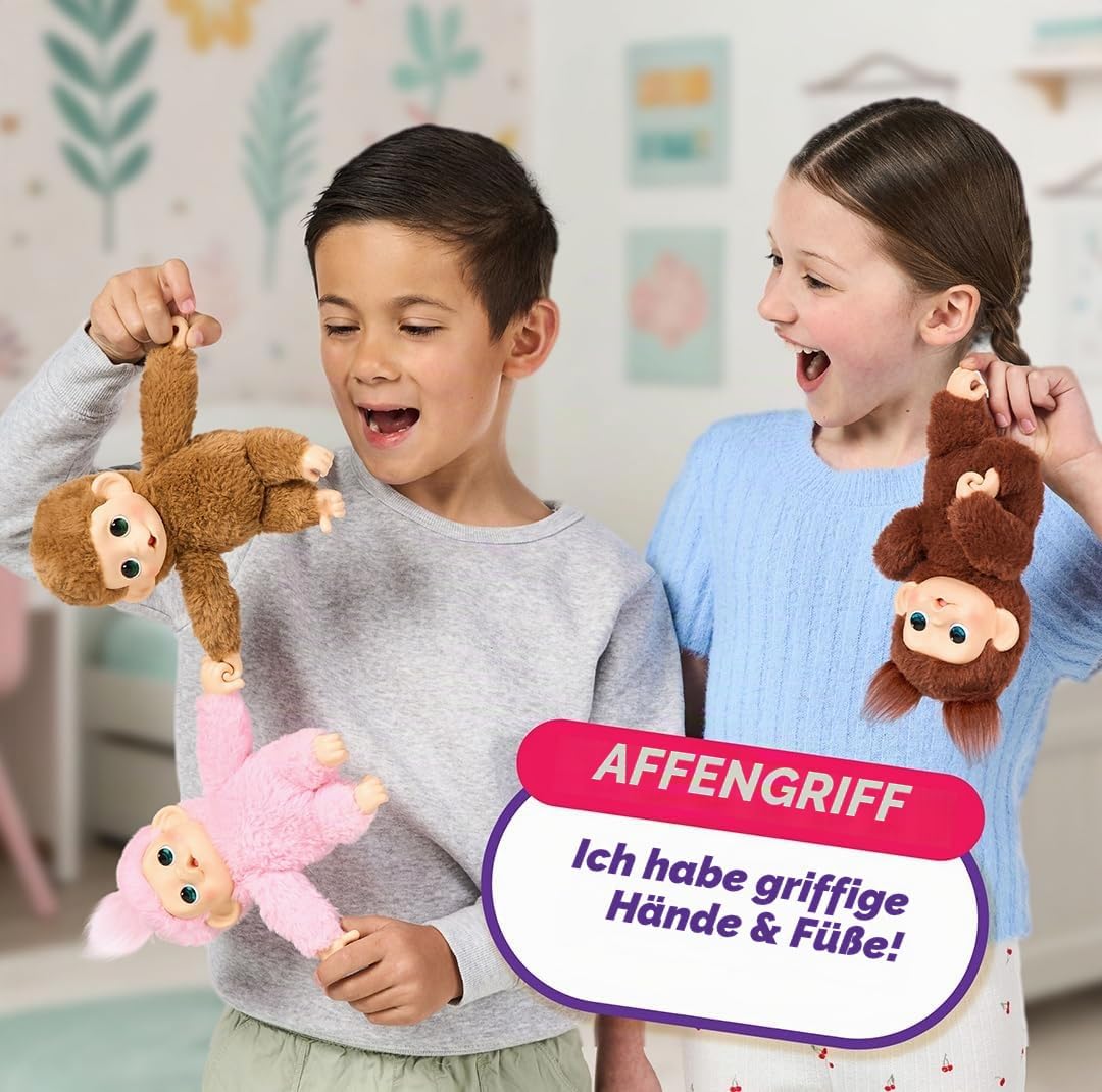 Little Live Pets Baby Monkey Minis – interaktiver Plüschaffe Chikki Cherry mit über 20 realistischen
