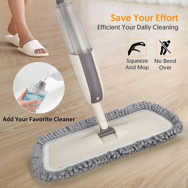 Sprühwischer Bodenwischer Wischer mit Sprühfunktion, MEXERRIS Spray Mop 360 Grad Rotierender Wischmo