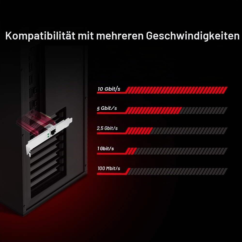 TP-Link Archer TX401 10Gbit/s PCIe-Adapter (CAT6A-Ethernet-Kabe, Kühlkörper, kompatibel mit Windows