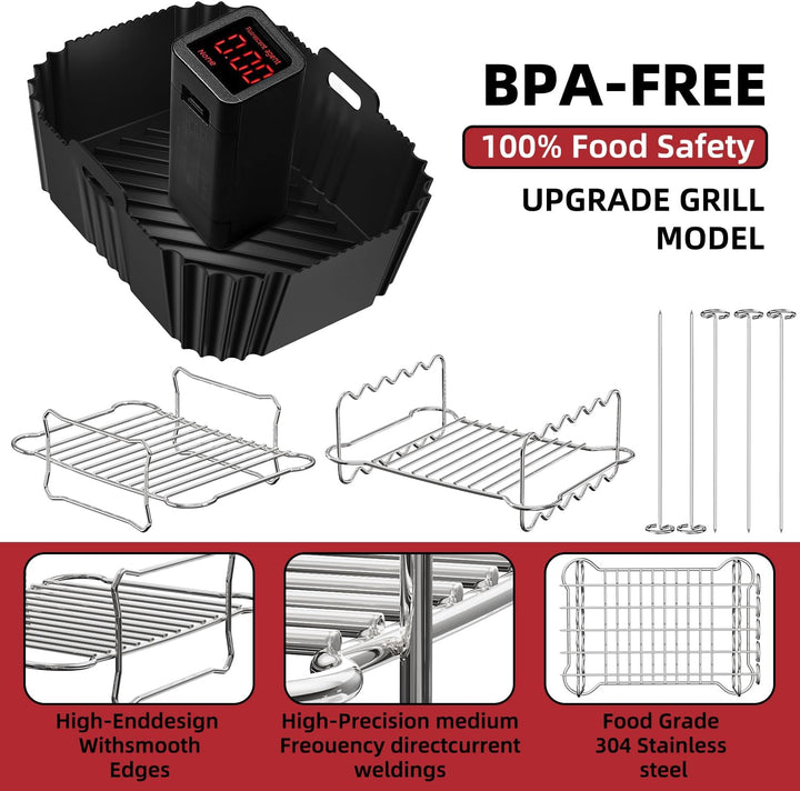 Ninja Heissluftfritteuse Zubehör 4 Stück, Airfryer Zubehör für Ninja Foodi Dual Zone AF400EU AF300EU