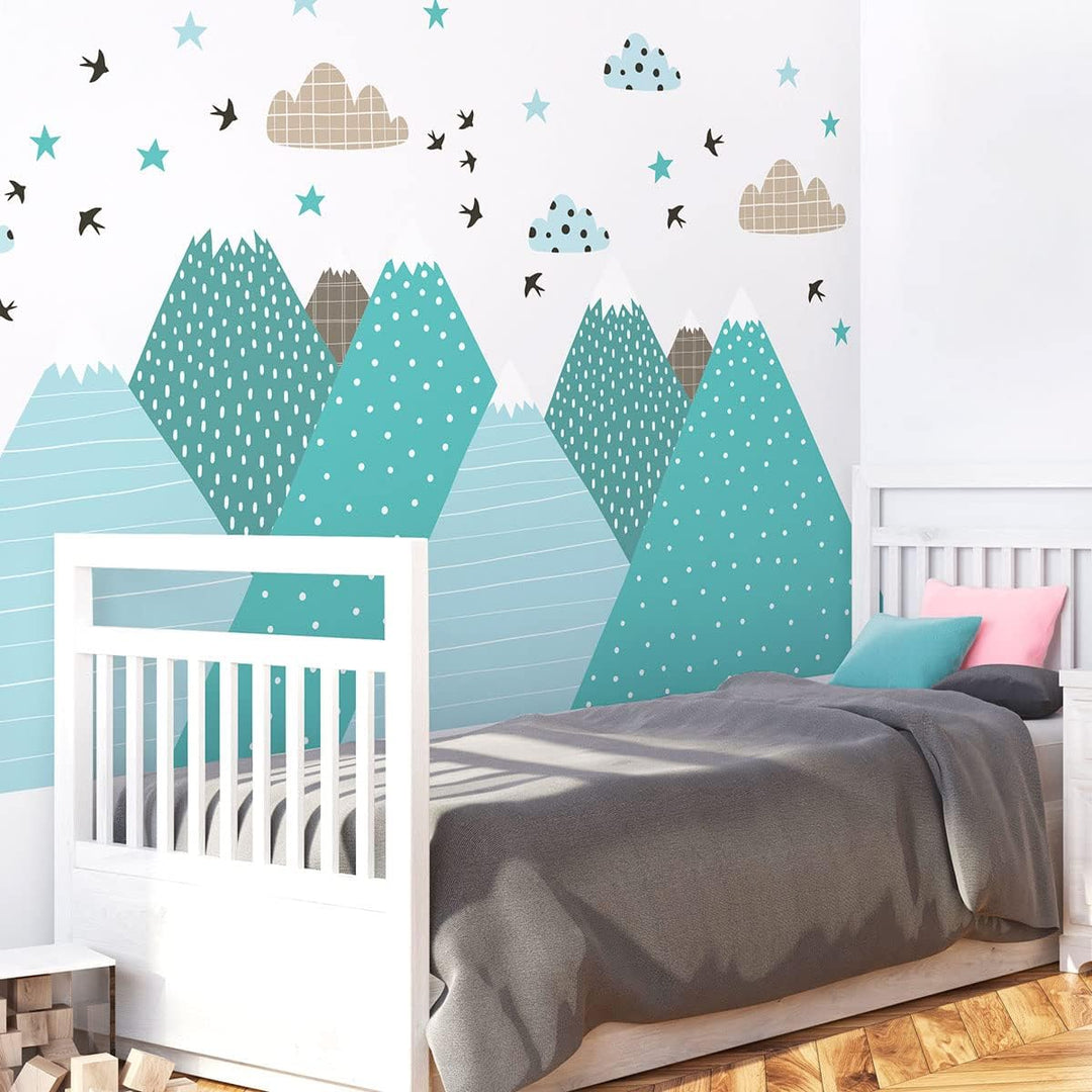 Wandsticker Kinder Deko Babyzimmer Wandsticker Kinder Wandsticker skandinavische Berge Jessika H80 x