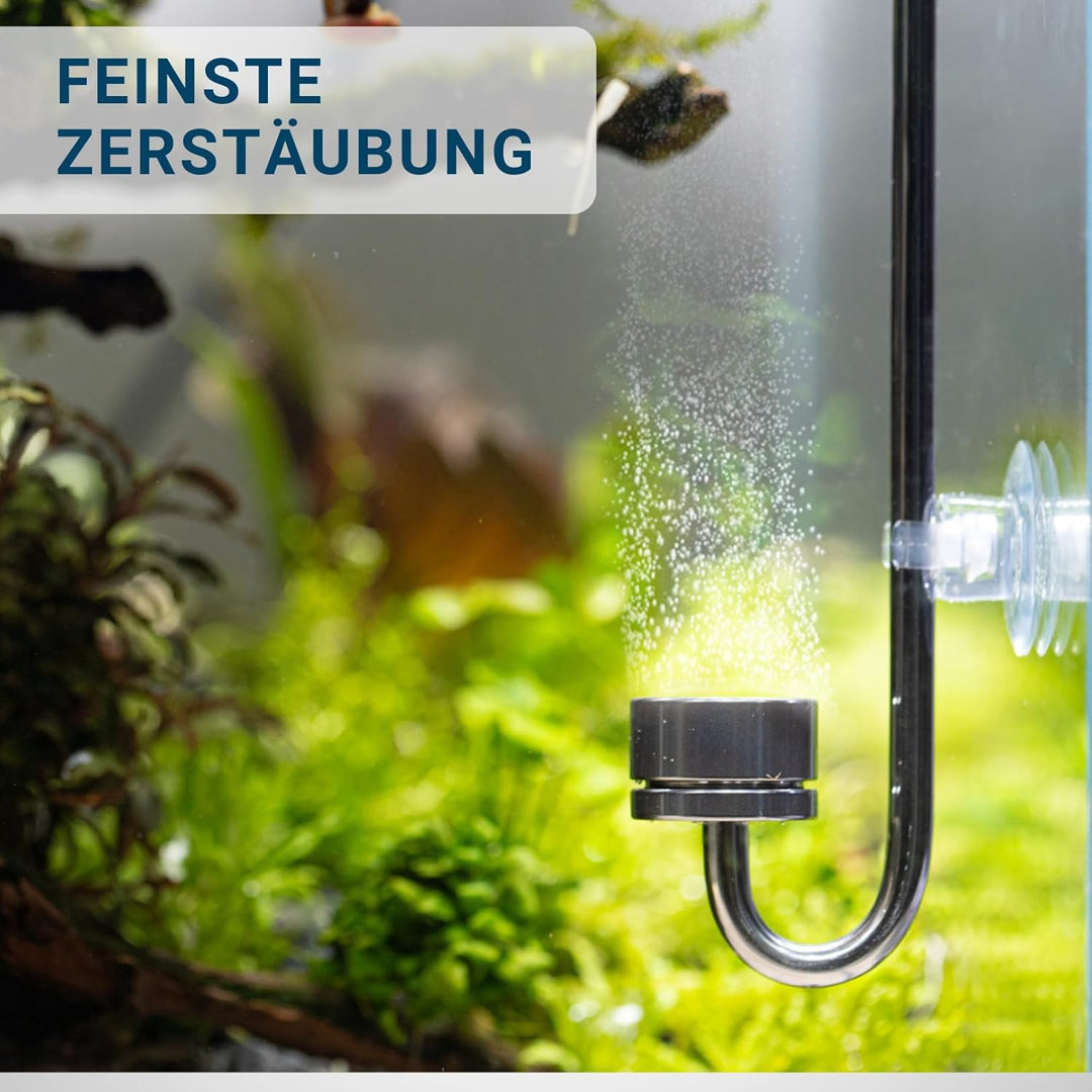 Q-Grow CO2 Diffusor Aquarium aus Edelstahl, mit wechselbarer Keramikscheibe, inkl. 2m Schlauch - 50c