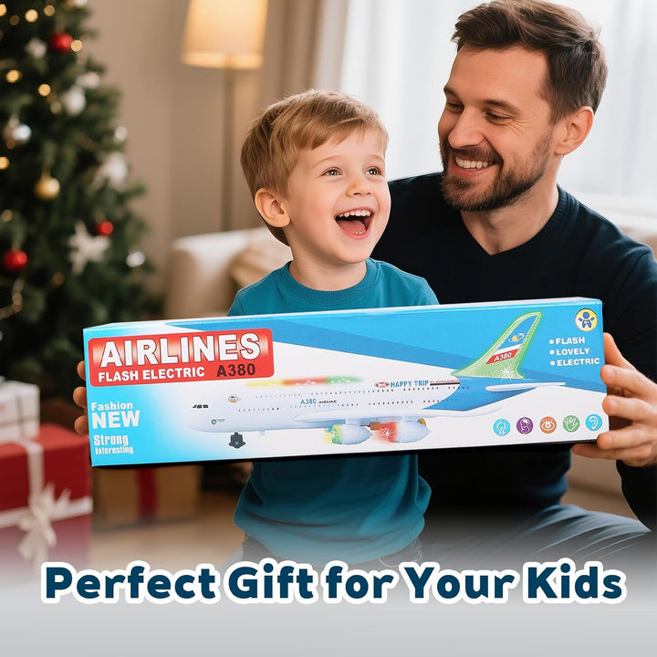 Bump and Go Flugzeugspielzeug – Realistisches Flugzeugmodell mit 4D-Lichtern & Sound – Bewegliches F