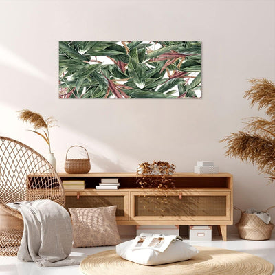 Wandbilder Dekoration Wohnzimmer Pflanze Blatt Blume Panorama Bilder auf Leinwand 120x50cm Leinwandb