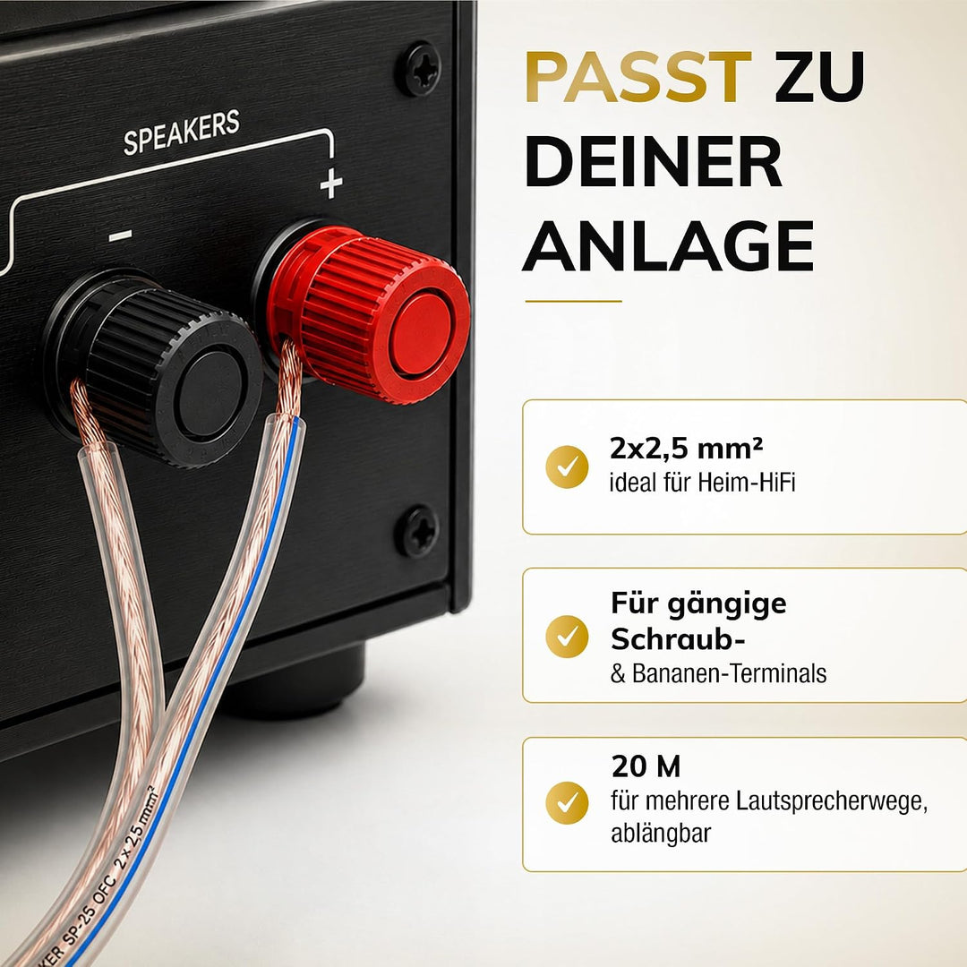 Oehlbach Speaker Wire SP-25 - Stereo HI-FI Lautsprecherkabel, Boxenkabel mit OFC (sauerstofffreies K
