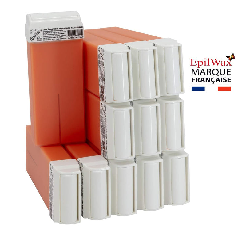 EpilWax Royal Enthaarungsset Komplett mit: Professionellem Wachswärmer,12 Roll-On Wachs 100 ml Argan