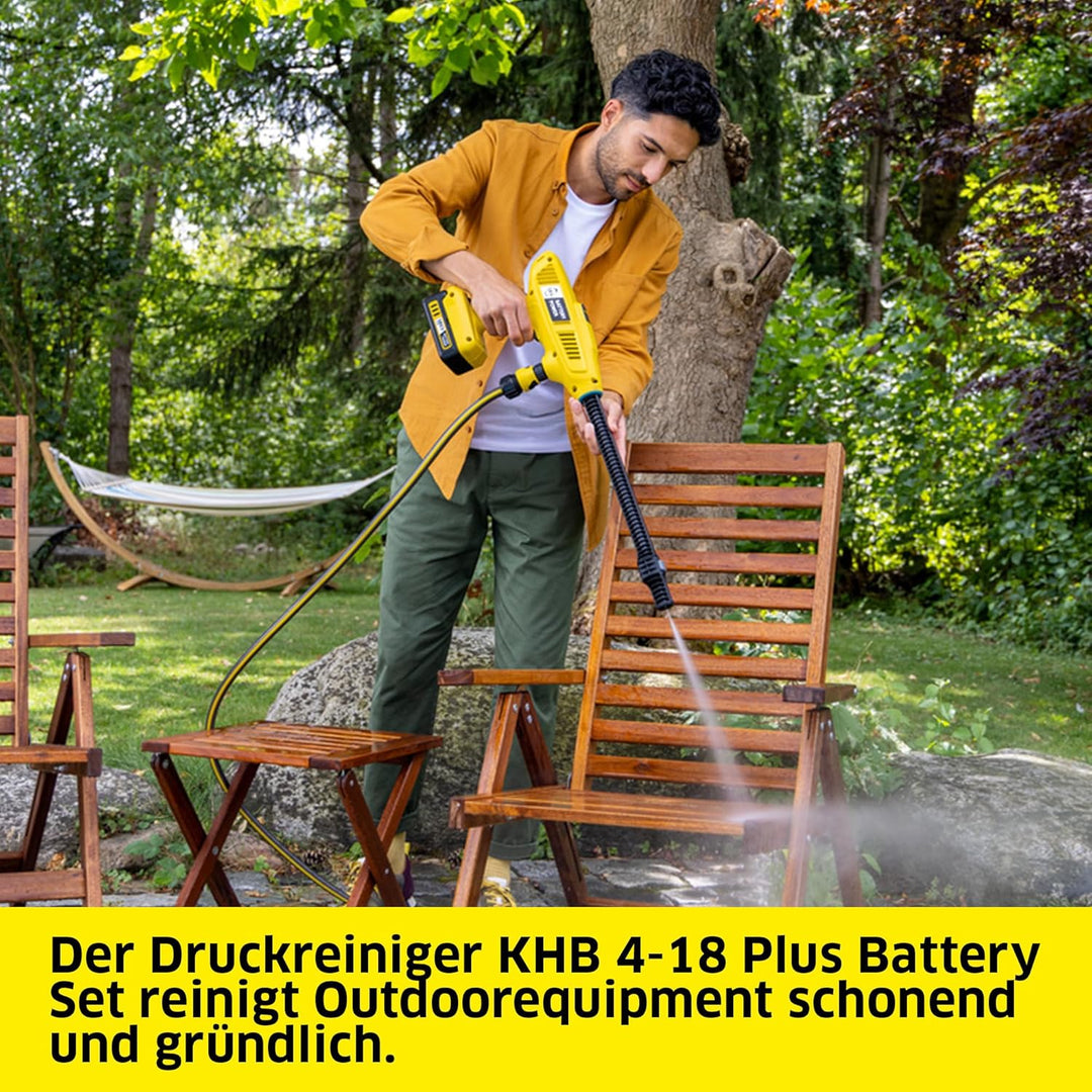 Kärcher 18 V Akku-Druckreiniger KHB 4-18 Plus Battery Set, Druck: 21 bar, Flachstrahldüse, Ansaugsch