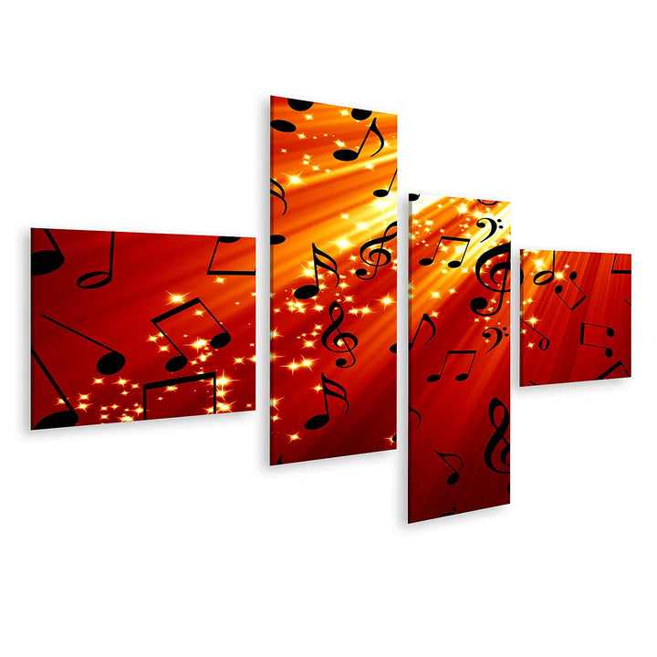 Bild auf Leinwand Musiknote Auf Einem Roten Und Brennenden Hintergrund Wandbild Poster Kunstdruck Bi