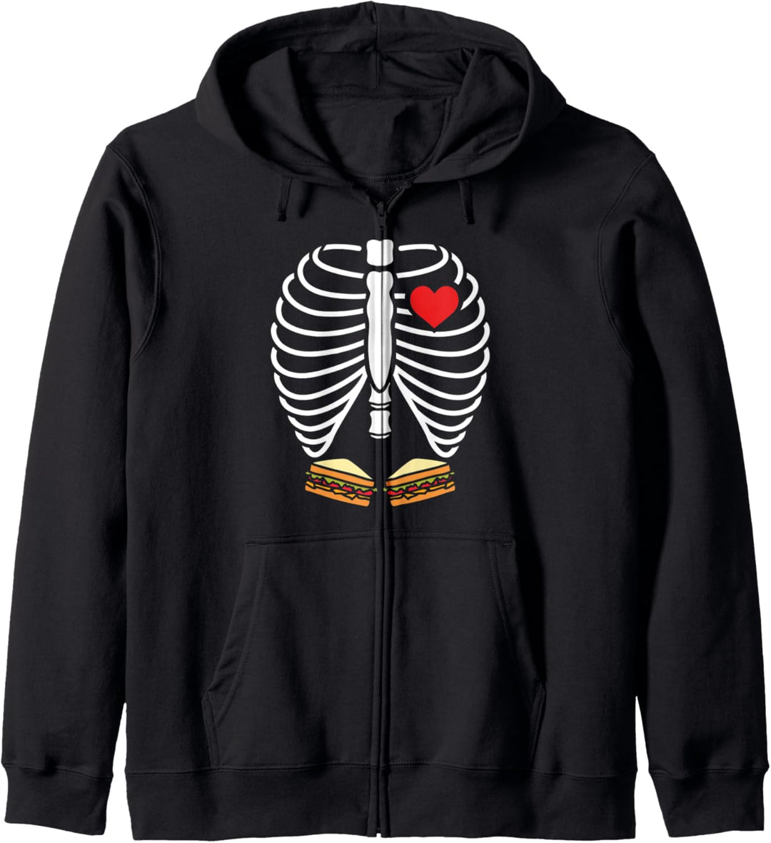 Röntgen Halloween Kostüm Brustkorb Skeleton Sandwich Kapuzenjacke