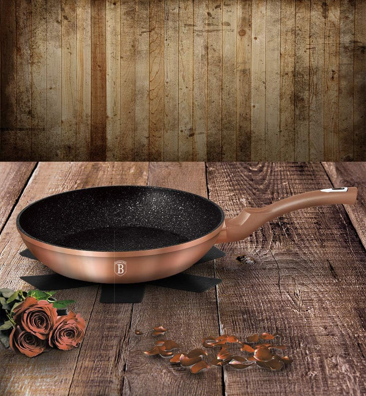 Berlinger Haus Rose Gold Set Bratpfannen Induktion 22-26cm, 1 Grillplatte 36x23cm Aluminium, Antihaf