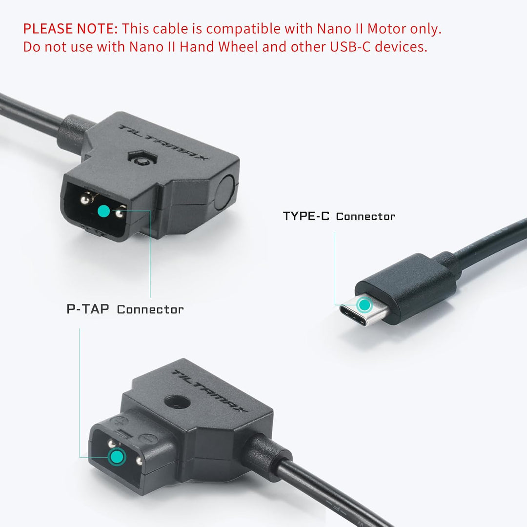 Tilta P-Tap auf USB- C Stromkabel (50cm), Nur Kompatibel mit dem Nano II Motor TCB-PTAP-USBC-50 P-Ta