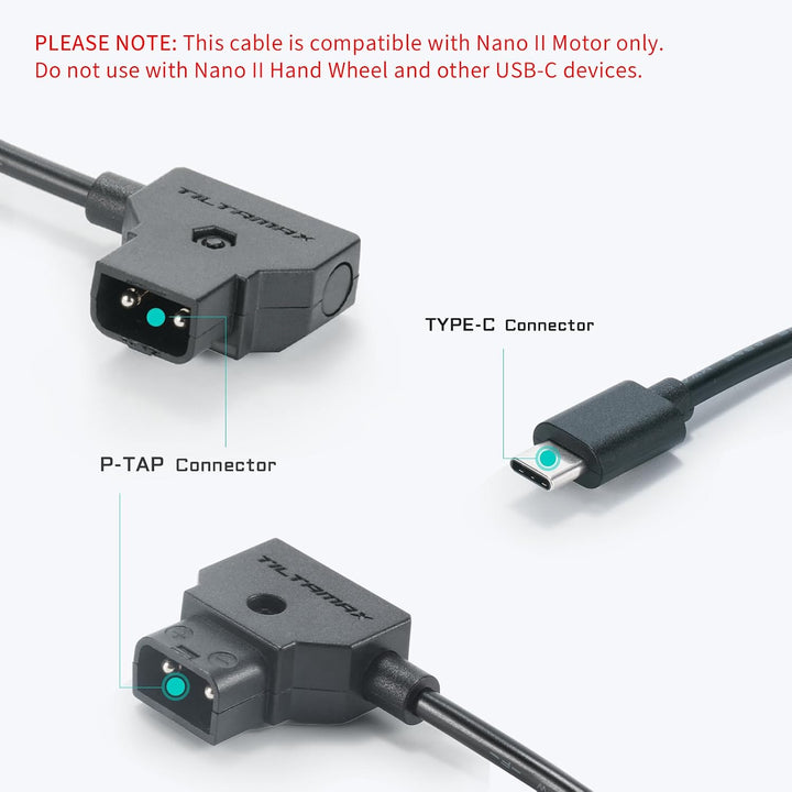 Tilta P-Tap auf USB- C Stromkabel (50cm), Nur Kompatibel mit dem Nano II Motor TCB-PTAP-USBC-50 P-Ta