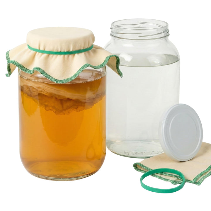 Grosses Kristall-Fermentierglas 4L – Kombucha Starter Set | Weithals Gärgefäss & Kefir Glas | Ideal